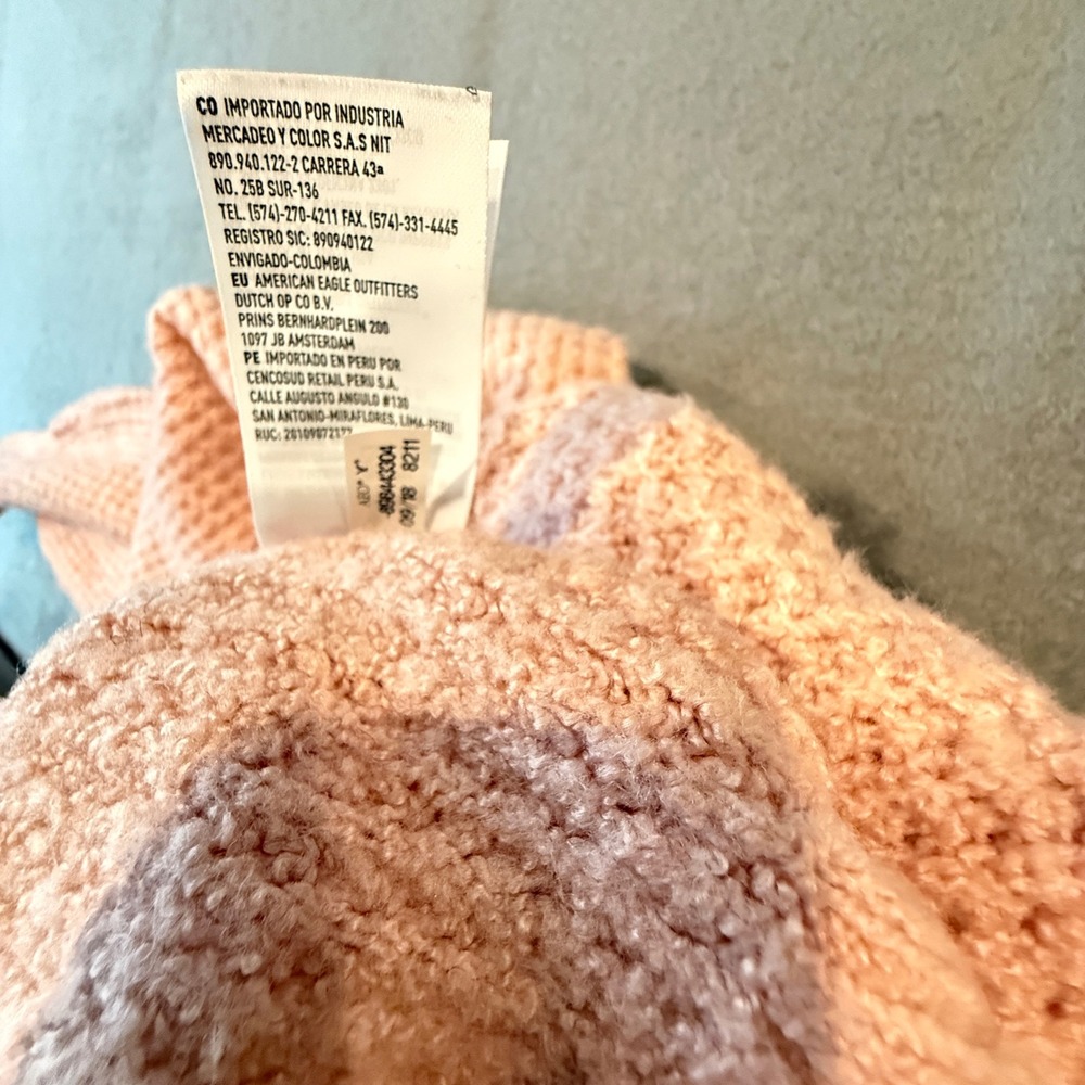 American Eagle Pink Waffle Knit Crew Neck Long Sleeve Sweater Size S - Picture 9 of 14